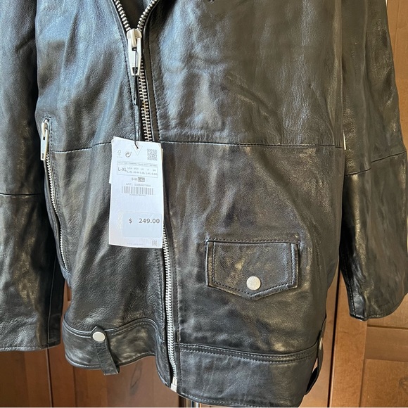 ZARA Mens Sheep Leather Black Biker Moto Jacket S/M & L/XL $249 - Picture 12 of 16